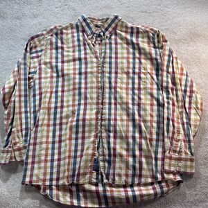 Bills Khakis Shirt Mens XXL Red Blue Plaid Classic Fit Button Down Preppy